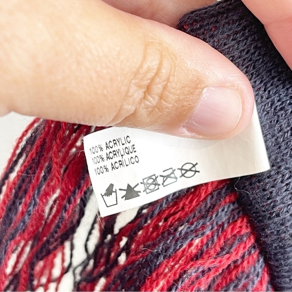 Nike Unisex Scarf Rectangle USA Soccer USMNT Acrylic Tassels Blue Red Reversible - Picture 4 of 9